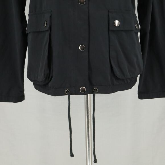 Chicos Jacket 3 Womens XL Black Full Zip Snaps Removable Hood Pockets Drawstring - Picture 9 of 16
